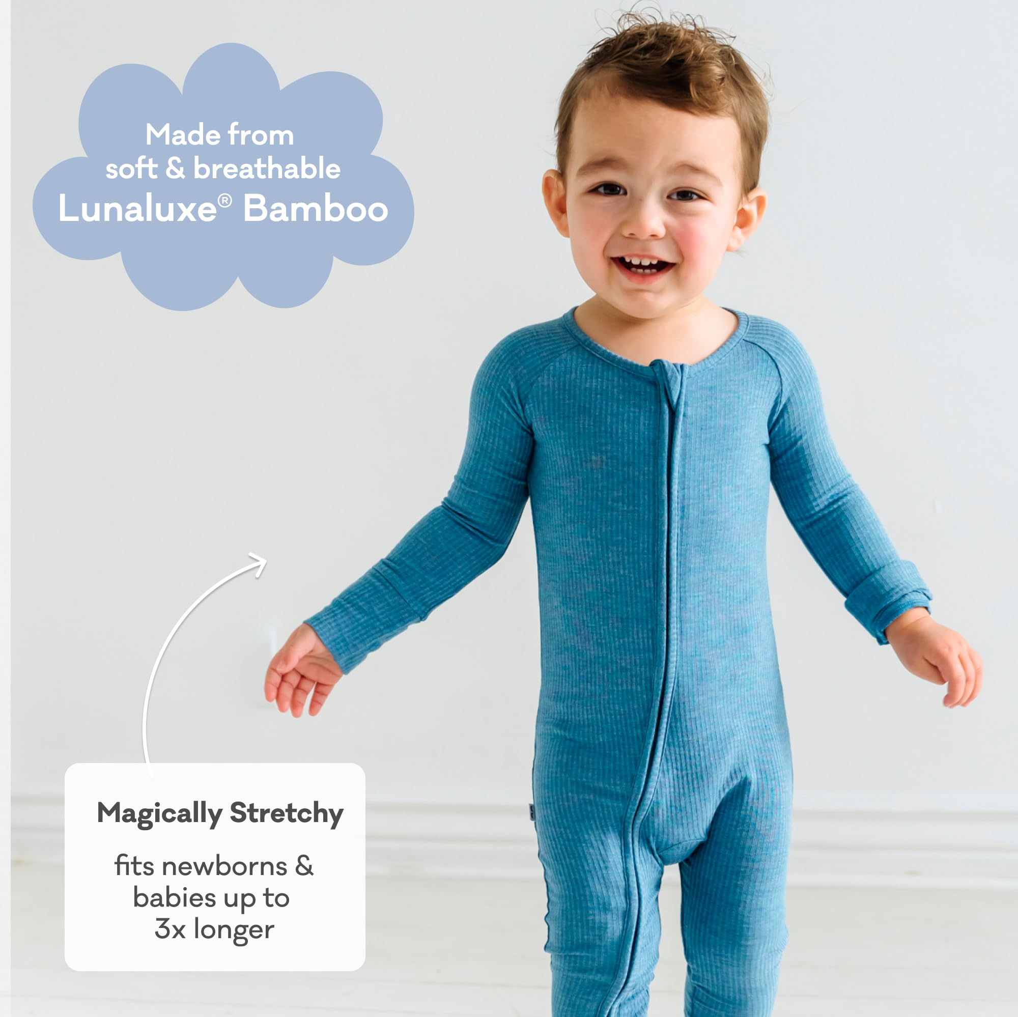Little Sleepies Baby Pajamas, Heather Blue, 3T