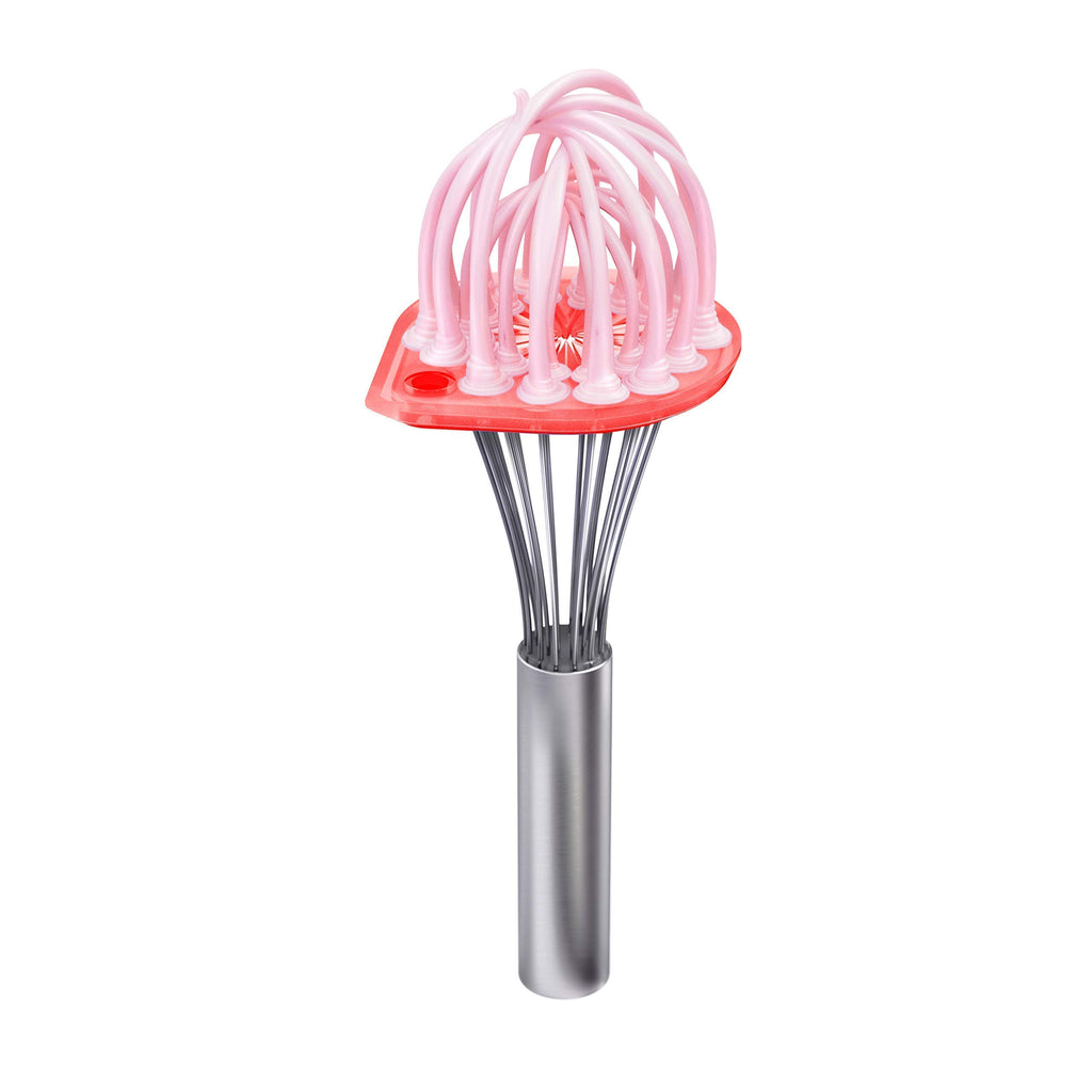 Whisk Wiper - Wipe a Whisk Easily - Multipurpose Kitchen Tool, Made In USA - Includes 11" Stainless-Steel Whisk - Cool Baking Gadget, A Great Gift For Men and Women (Color: Red)