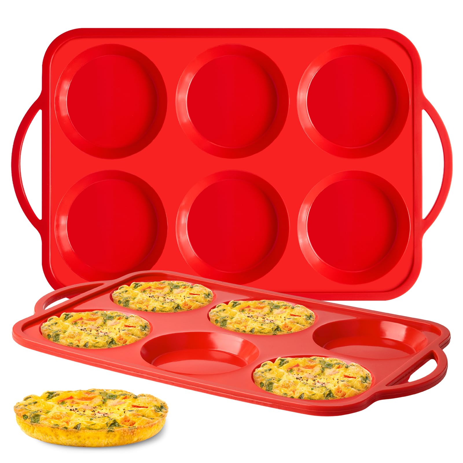 Puyeipt 4 Inch Jumbo Muffin Top Pans with Metal Frame, 2 Pack, 12 Cups