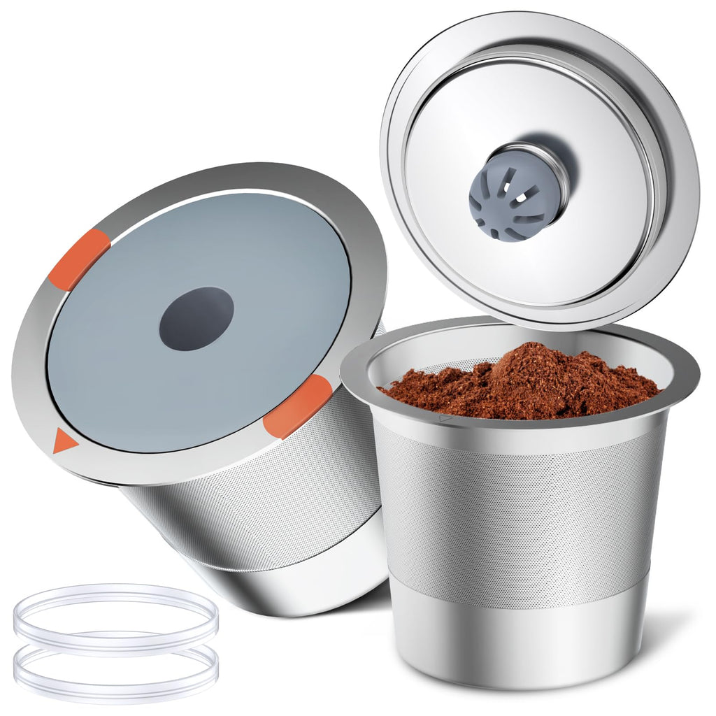 Reusable k Cup Coffee Filters,Universal stainless steel Refillable k Cups Filter Use for K 2.0 and 1.0 Coffee Makers-brewers (4pack)