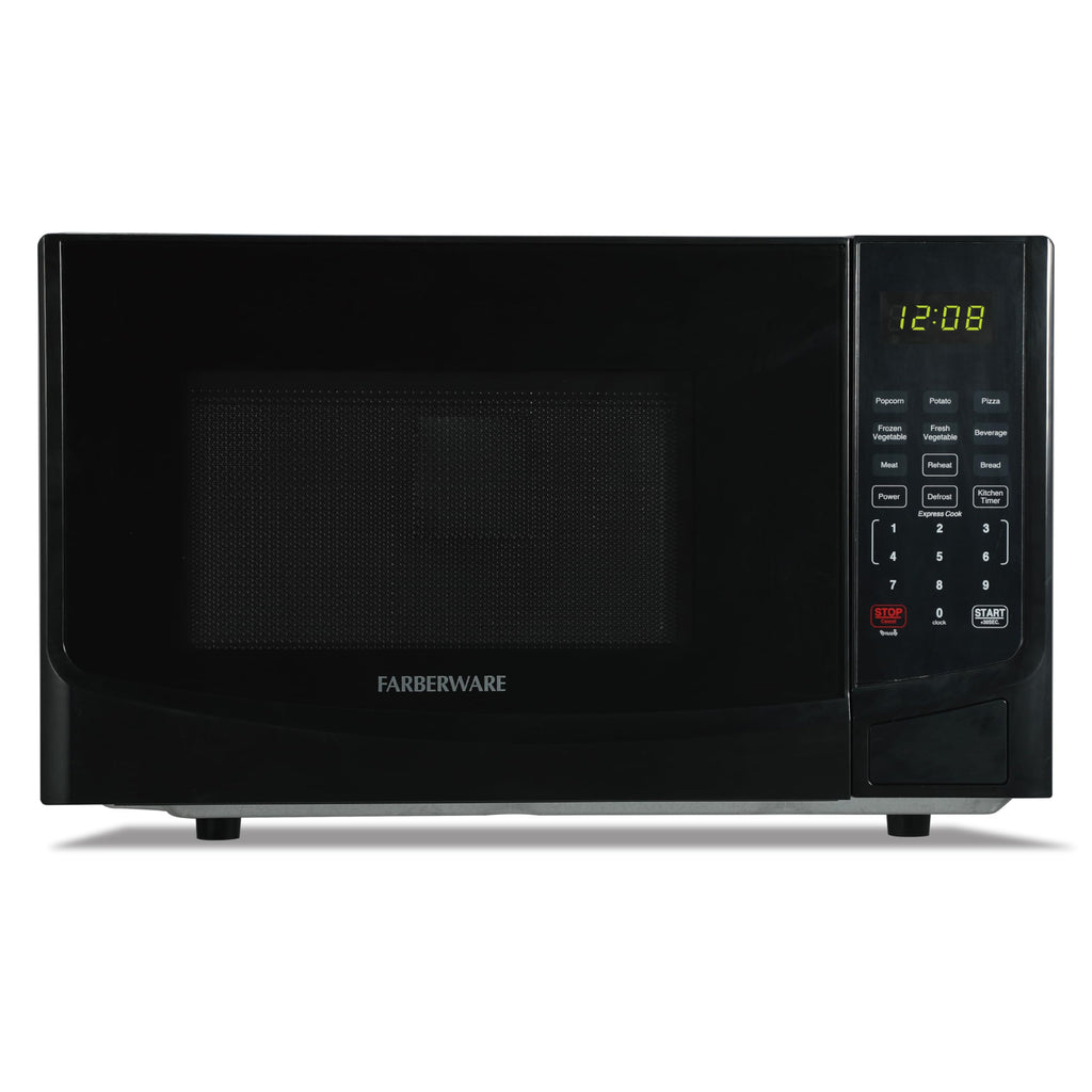 Farberware 0.7 Cu. Ft. Countertop Microwave Oven – 700 Watts Power, Auto Cook Settings, Defrost, Easy Clean and Child Safety Lock - White