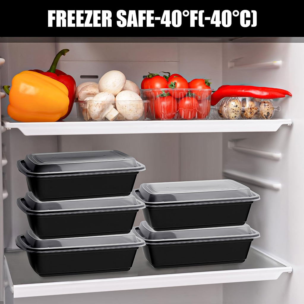 50 PACK, 24 oz. Meal Prep Containers, Extra Large & Thick Food Storage Containers with Lids - BPA Free Stackable Microwavable & Dishwasher Safe, Travel, To Go, Bento Box (100, Rectangle - 28 oz.)