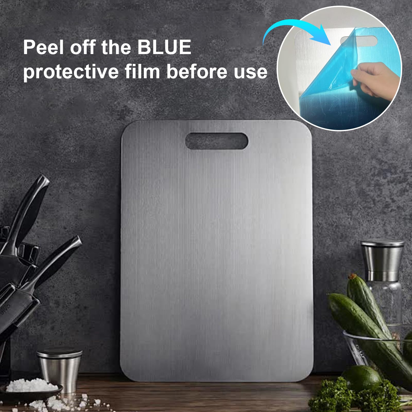 Katori Titanium Cutting Board Set of 3,100% Pure Titanium Cutting Boards for Kitchen Non Toxic,Double Sided Dishwasher Safe Cutting Board for Meat,Fruits and Vegetables,Easy To Clean(3PCS-S+M+L)