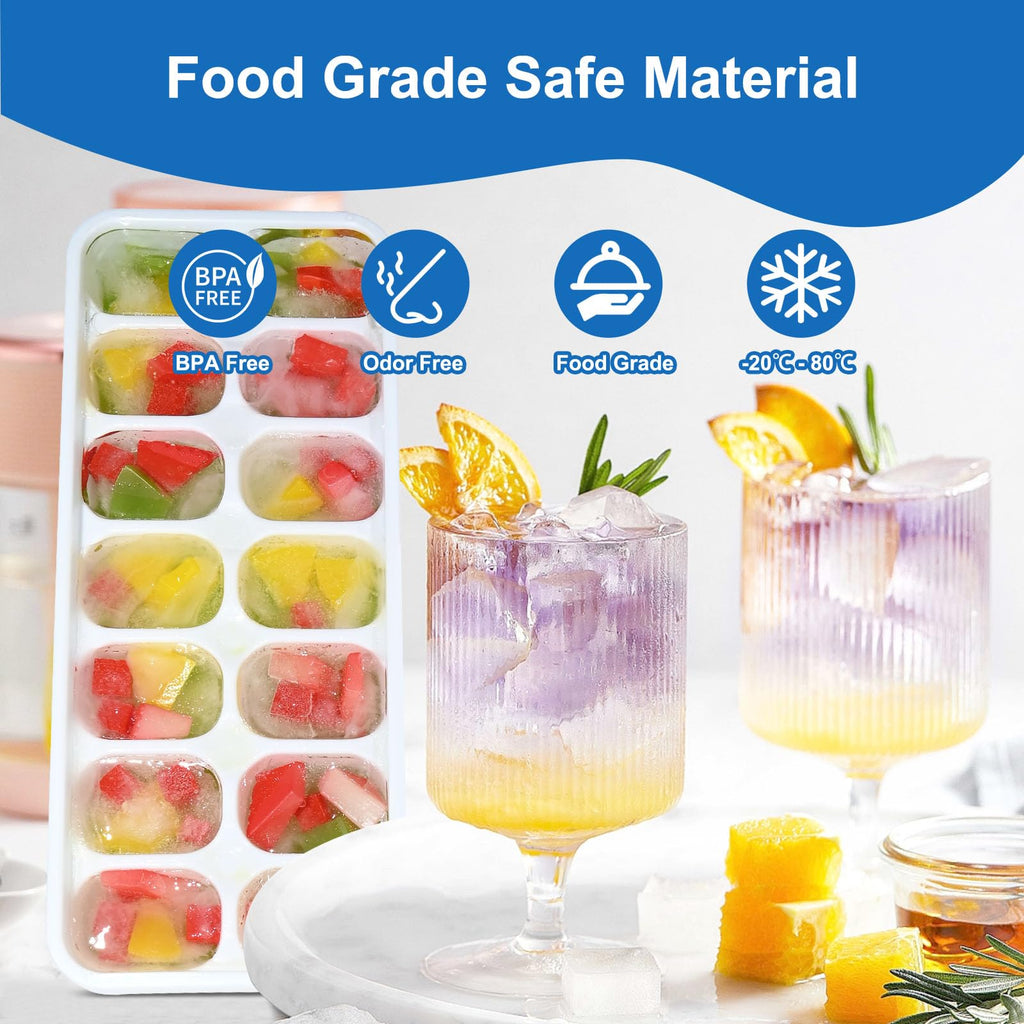 Weftnom Ice Cube Trays with Lids for Freezer, 5 Pack Silicone Set, 70 Cubes