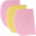 SURDOCA Dough Scraper Bench Scraper - 3P 7.1x4.9" Plastic Flexible Bowl Scraper, Sharp Edge & Angles Cake Scraper. Non-Slip Bakeware Decorating Tools Sculpting & Modeling Tools - Pink+Yellow+Pink