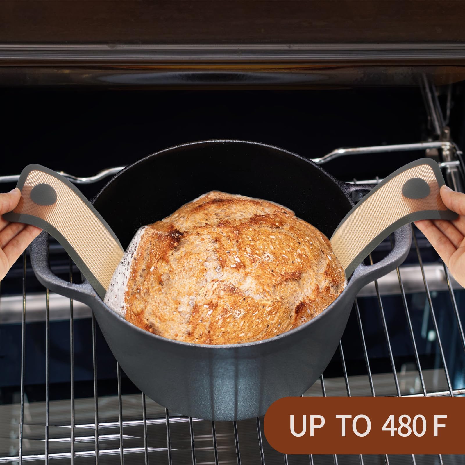 XCZ 2 PCs Silicone Bread Sling Dutch Oven Non-Stick & Easy Clean Reusable Silicone Bread Baking Mat. With Extra Long Handles Bread Baking Sheet Liner