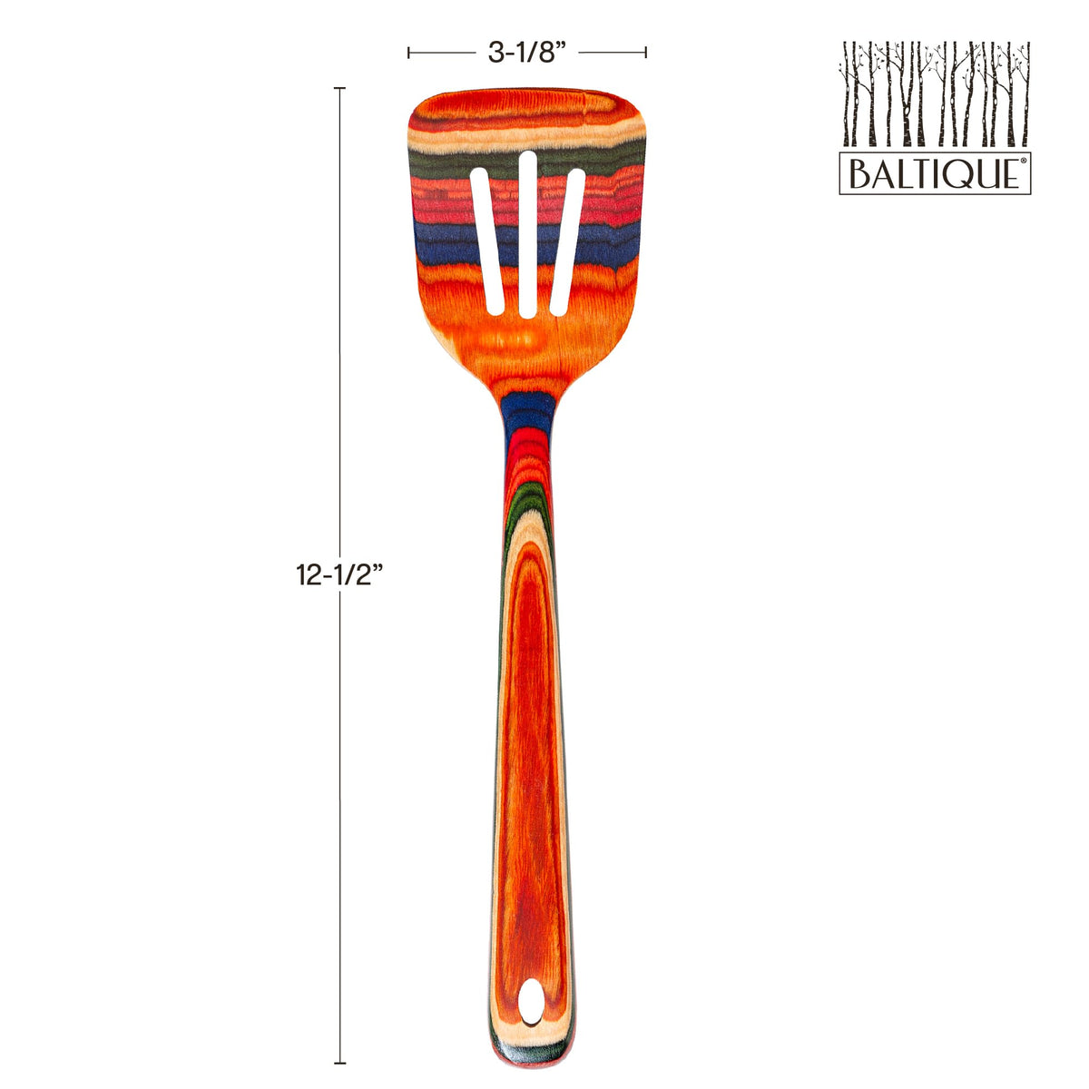 Baltique Marrakesh Collection Colorful Wooden Slotted Spatula, 12.5" Long