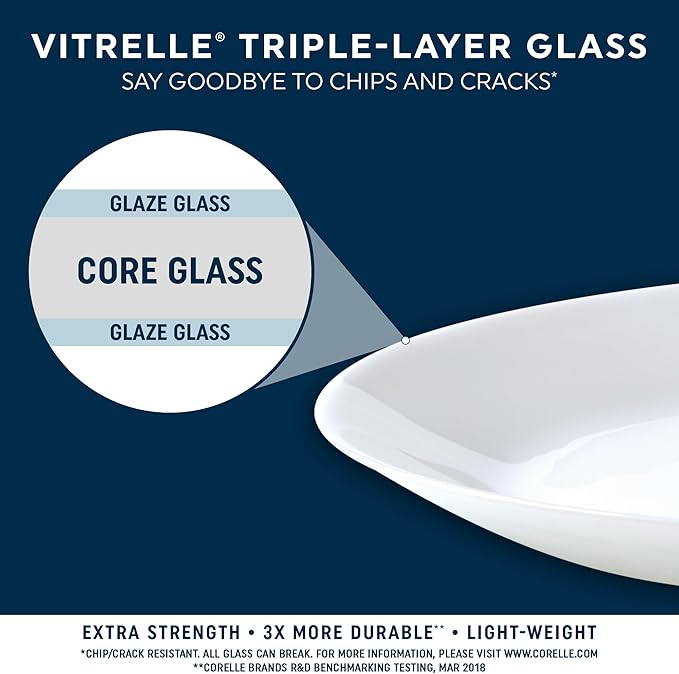 Corelle Vitrelle 18-Piece Christmas Service for 6 Dinnerware Set, Triple Layer Glass and Chip Resistant, Lightweight Round Holiday Plates and Bowls Set, Winter Berries