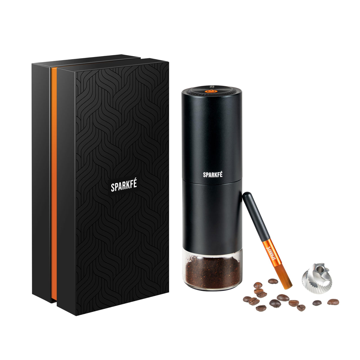 SPARKFE Portable Electric Coffee Grinder, Rechargeable Wireless Handheld Grinder with Stainless Steel Conical Burr, Adjustable Grind Settings, for Espresso, Moka, Pour Over, French Press, Cold Brew