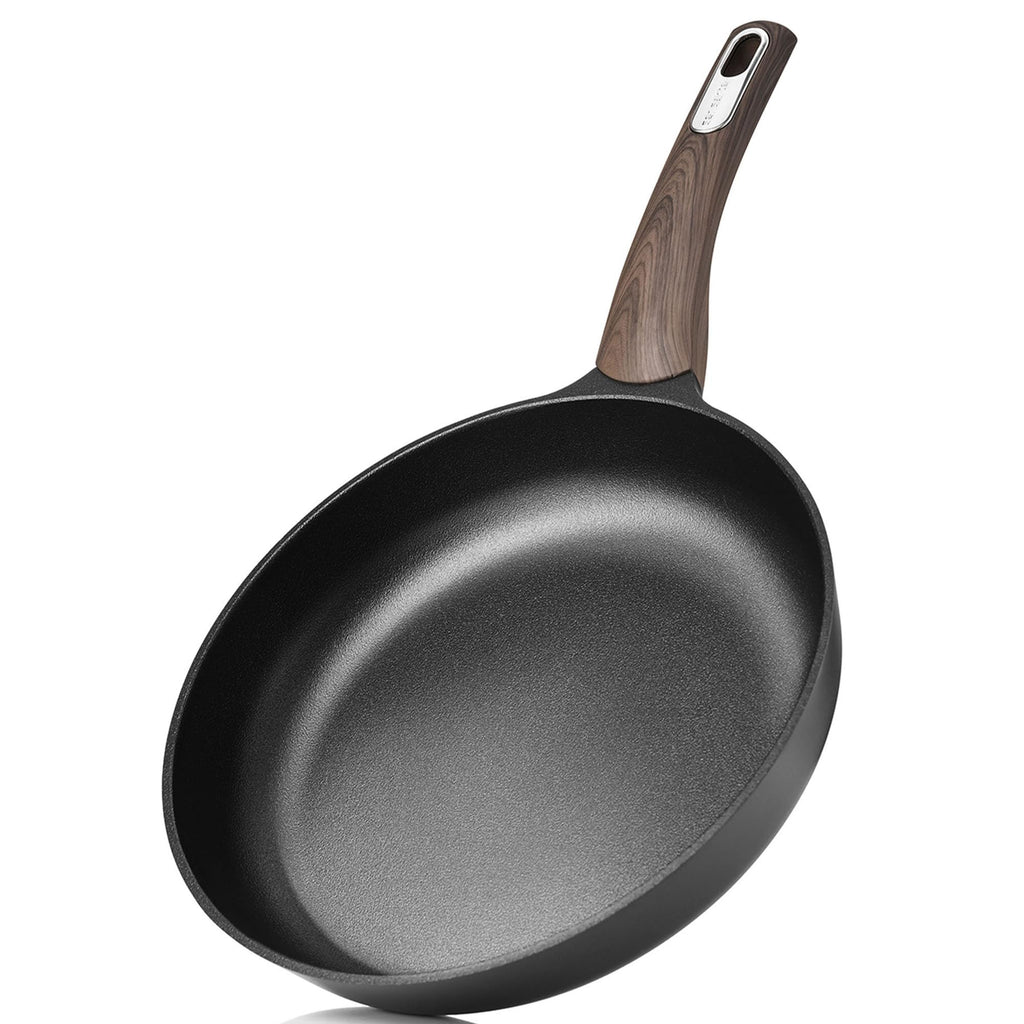 SENSARTE 9.5inch Ceramic Nonstick Frying Pan Paella Pan with Lid, Taupe