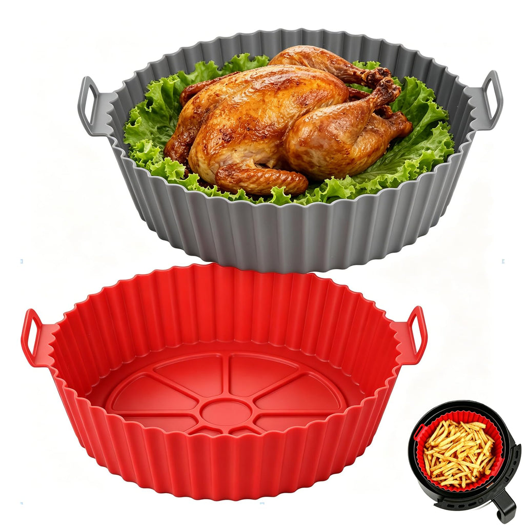 Silicone Air Fryer Liners Round,Pot 2 Pcs 6.5inch Reusable Air Fryer Basket