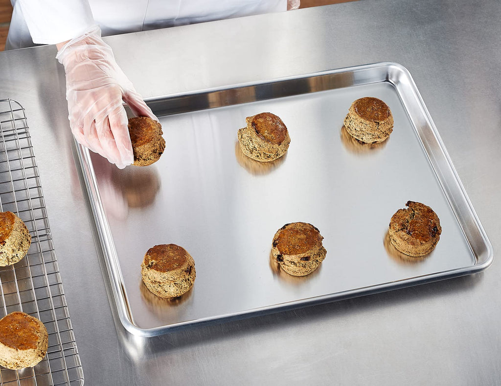 CURTA 12 Pack Aluminum Sheet Pan, NSF Listed Half Size 18 x 13 inch Commercial Bakery Cake Bun Pan, Baking Tray