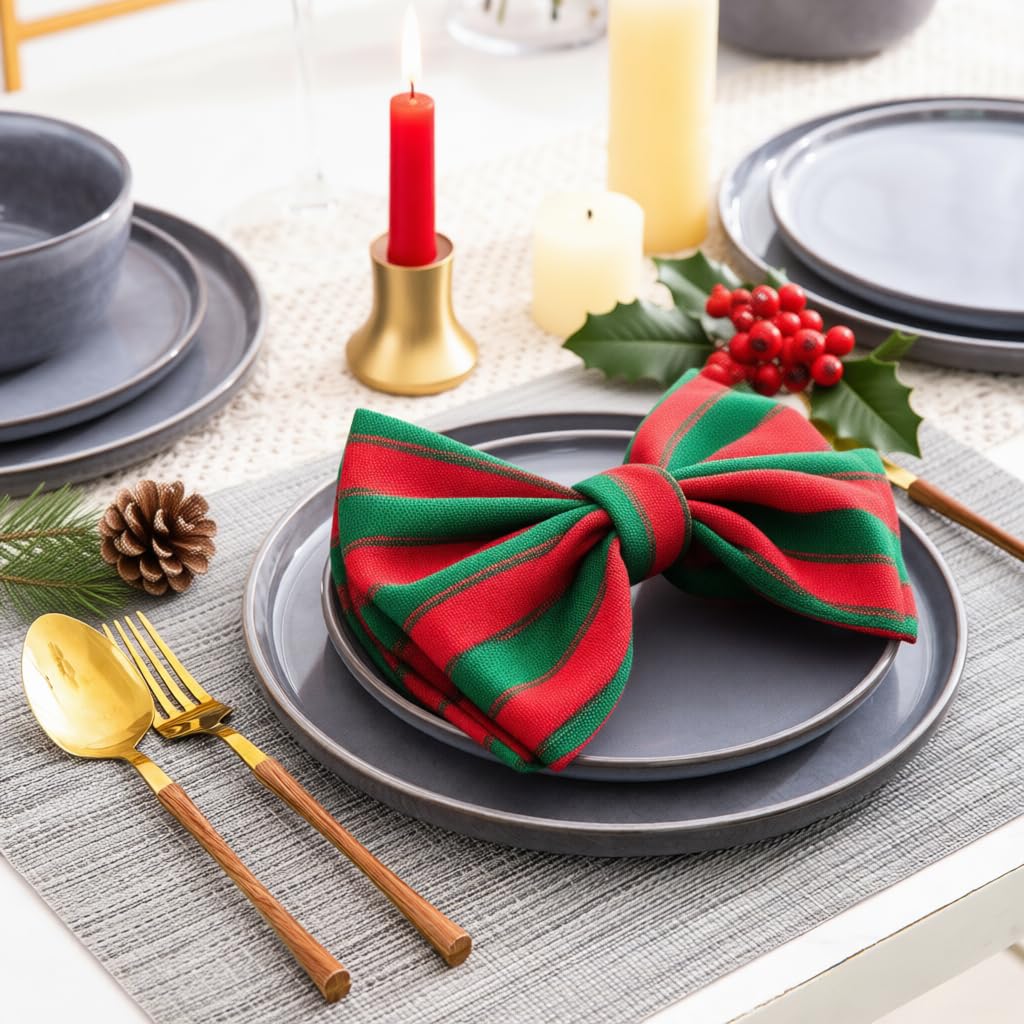 AmorArc Stoneware Dinnerware Sets for 8, 24Pcs Plates and Bowls Sets Dishes