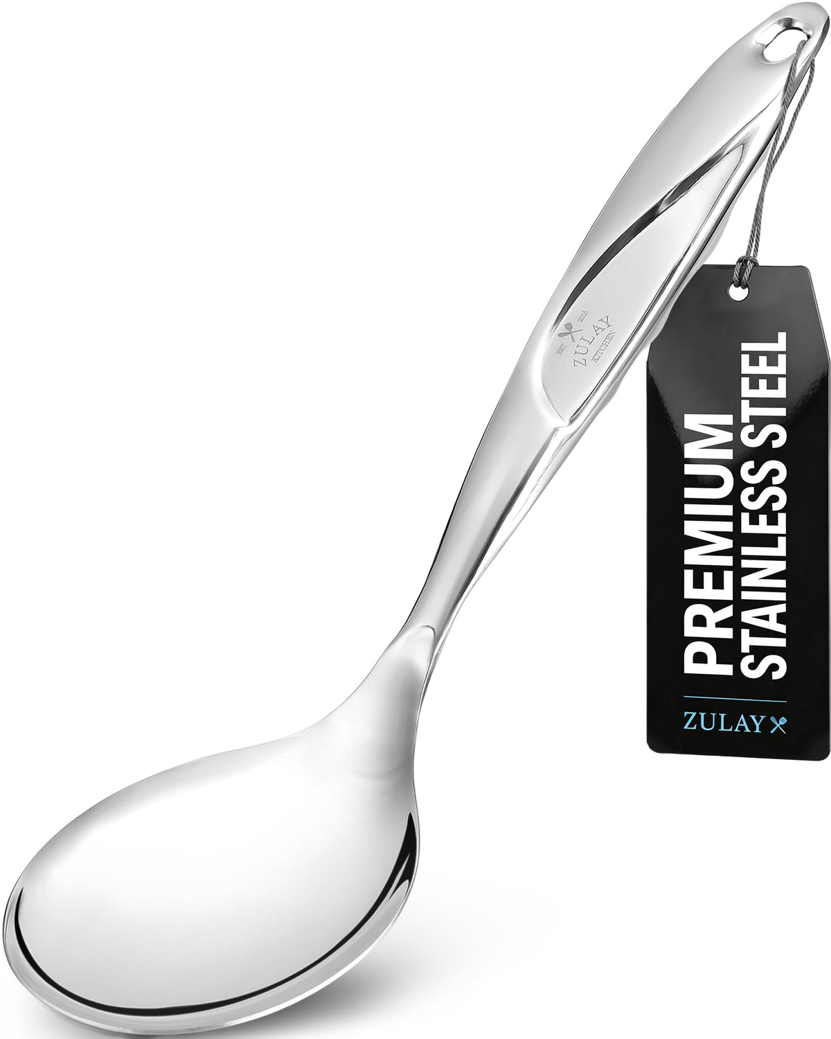 Zulay Kitchen Stainless Steel Soup Ladle - 13” Large Ladle for Soups, Stews & Sauces - Durable, Heat-Resistant, Rust-Proof & Dishwasher Safe Kitchen Utensil with Ergonomic Handle