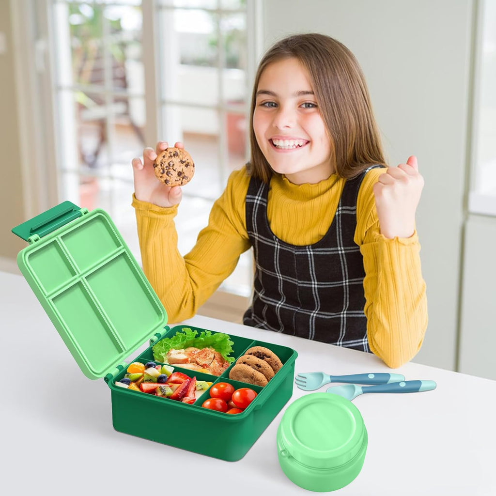 Aimsnk Lunch Box Kids with Thermo Insulated Lunch Bag for School, Green