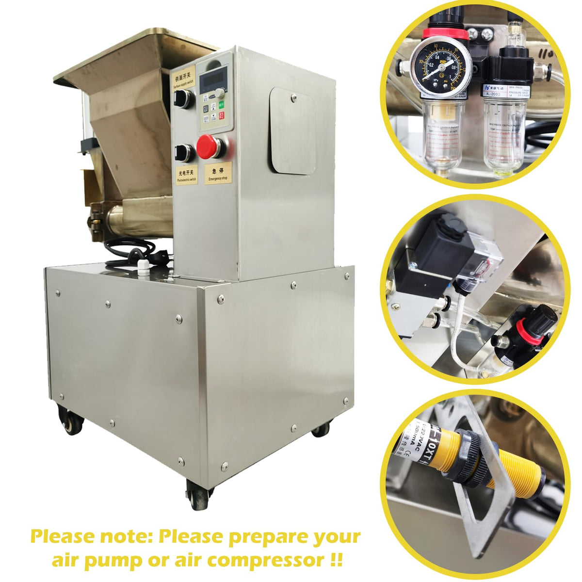 TECHTONGDA Commercial Dough Divider Electric Quantitative Dough Cutter 1-500g Pneumatic Dough Machine Pastry Dough Lump Spacer