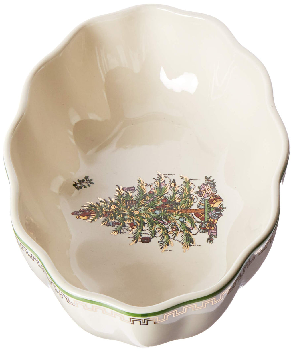 Spode Christmas Tree Gold Cranberry Dish & Server - Set of 2