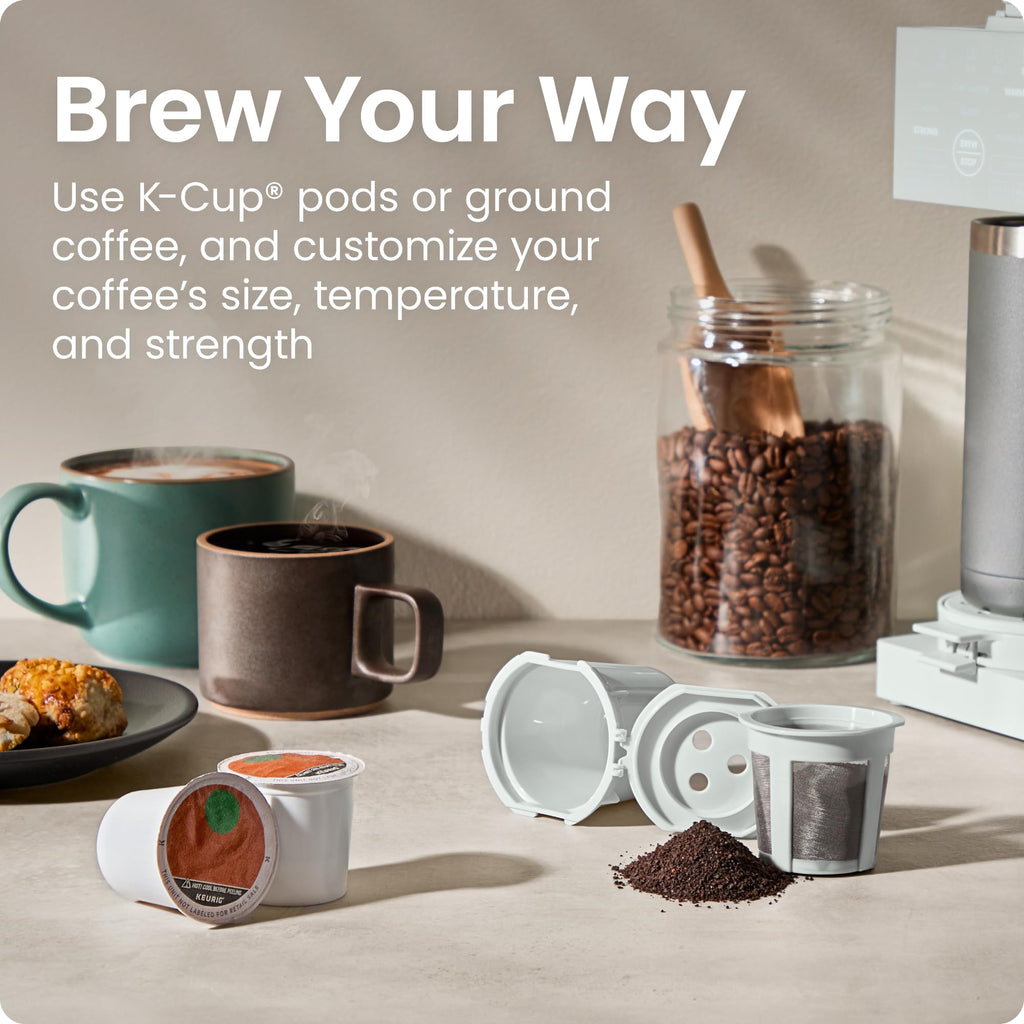 Chefman Caffeinator Single Serve Coffee Maker, Brew Kcups & Grounds, Drip Coffee Machine with Brew Strength Settings, Iced Coffee Function, 45 oz. Removable Water Reservoir