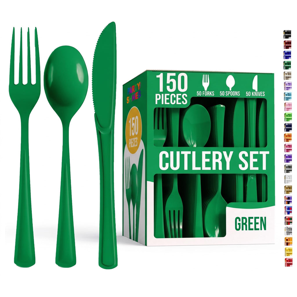 Party Solids Red Plastic Silverware 150 Pcs Red Cutlery Set