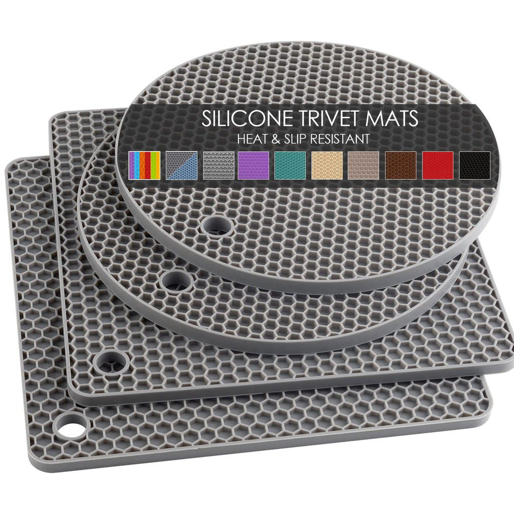 Silicone Trivets for Hot Pots and Pans, 3 Pack Heat Resistant Pot Holders for kitchen Large Silicone Trivet Mat for Hot Dishes, Black Hot Pads for Kitchen Counter, Hot Mats Spoon Rest, 9 * 12 Inches