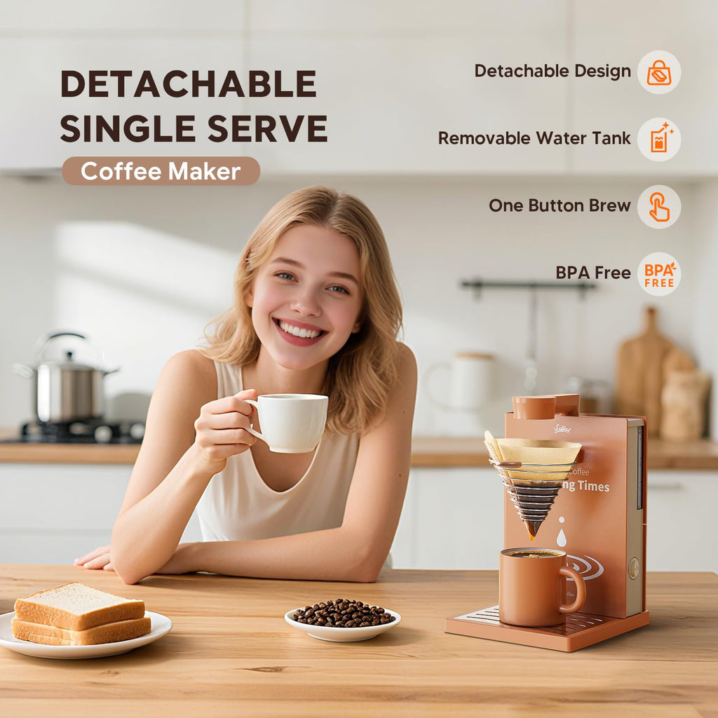 i Cafilas Portable Detachable One Cup Coffee Maker,Automatic Pour Over Coffee Maker, Portable Drip Coffee Maker with Reusable Filter for Home,Office,Hotel,Traveling or Business Trip,300ml,10oz