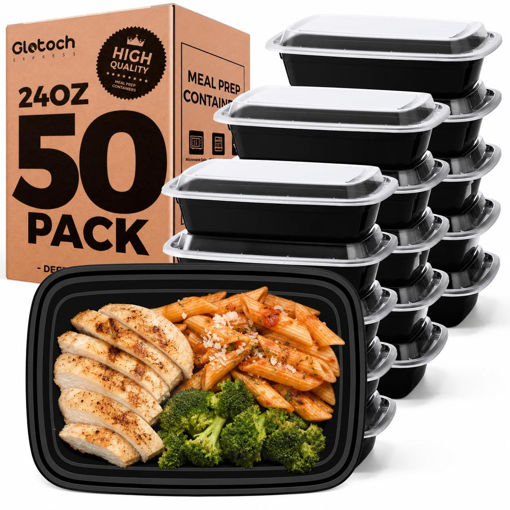Glotoch Express Meal Prep Containers with Lids 16oz 50 Pack Leakproof