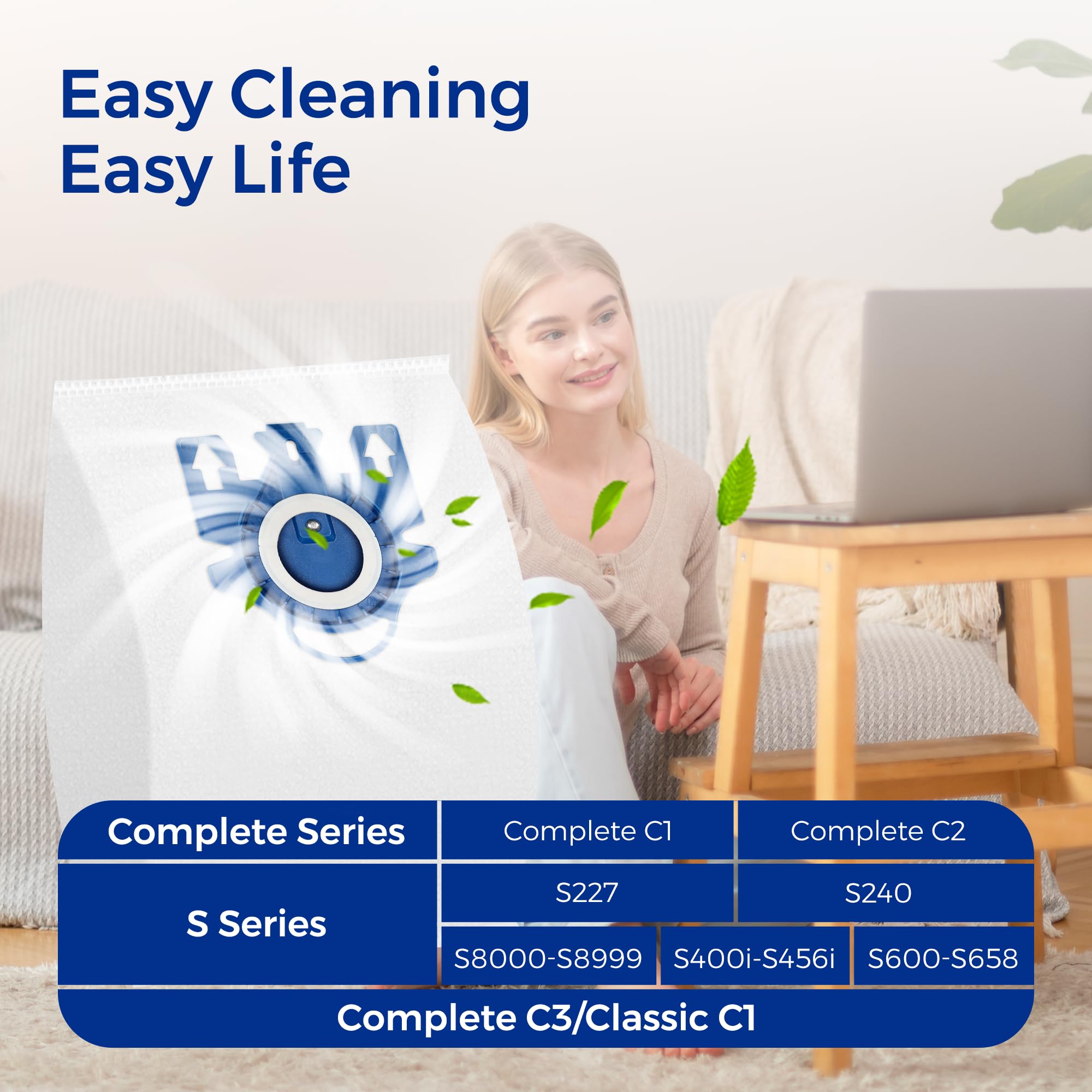 Vacuum Cleaner Bags Fit for Miele Classic C1 Complete C1 C2 C3 Pack of 15