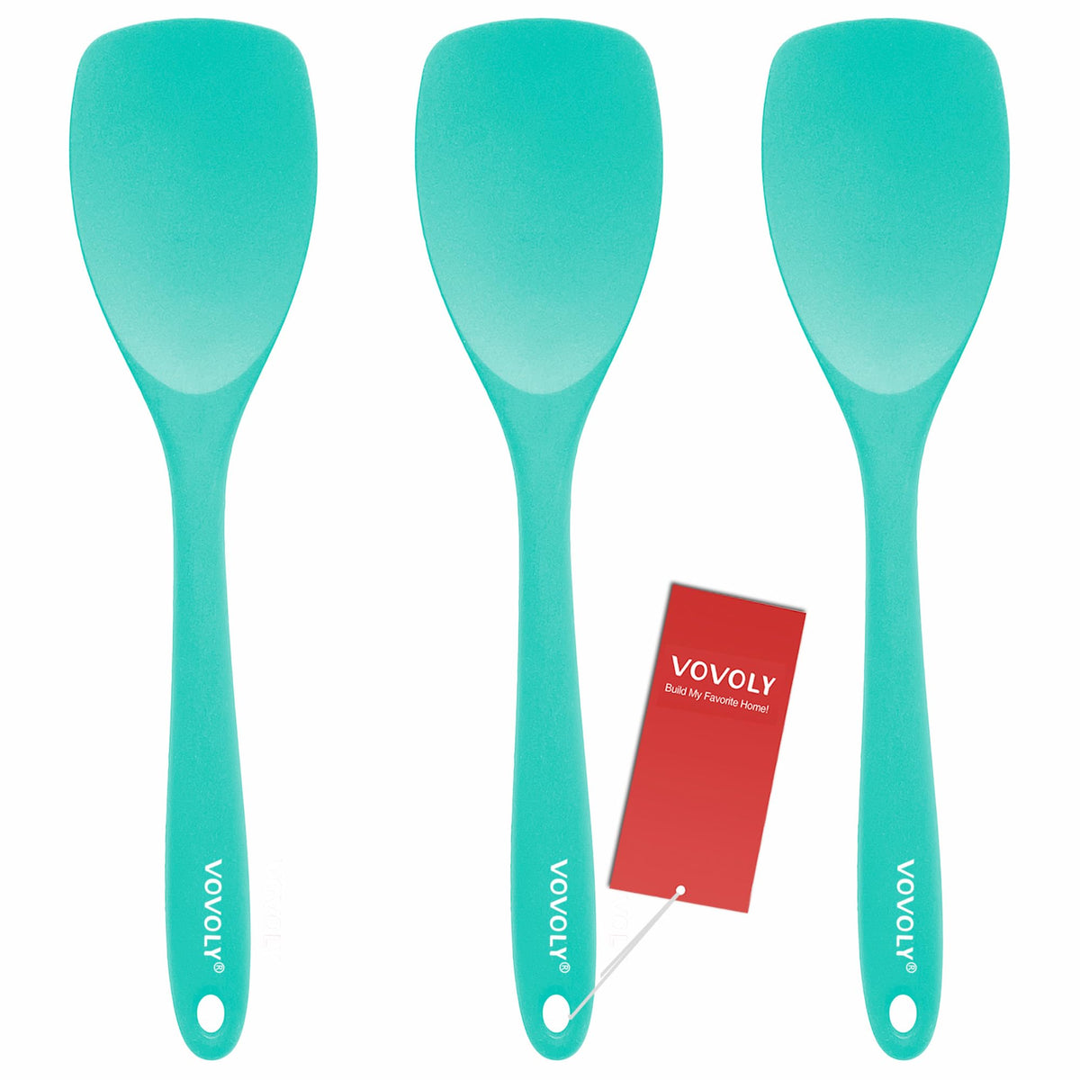 Vovoly Silicone Spatula Spoon Set, 11 IN, Teal, Spoonulas Heat Resistant