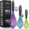 Eddeas Silicone Whisk, 500°F Heat Resistant Non Scratch Coated Whisks for Cooking Baking Balloon wisk, Kitchen Whisk Tool Set, for Stirring, Beating & Blending of 3 Size 7.5"+ 9" +11 inch