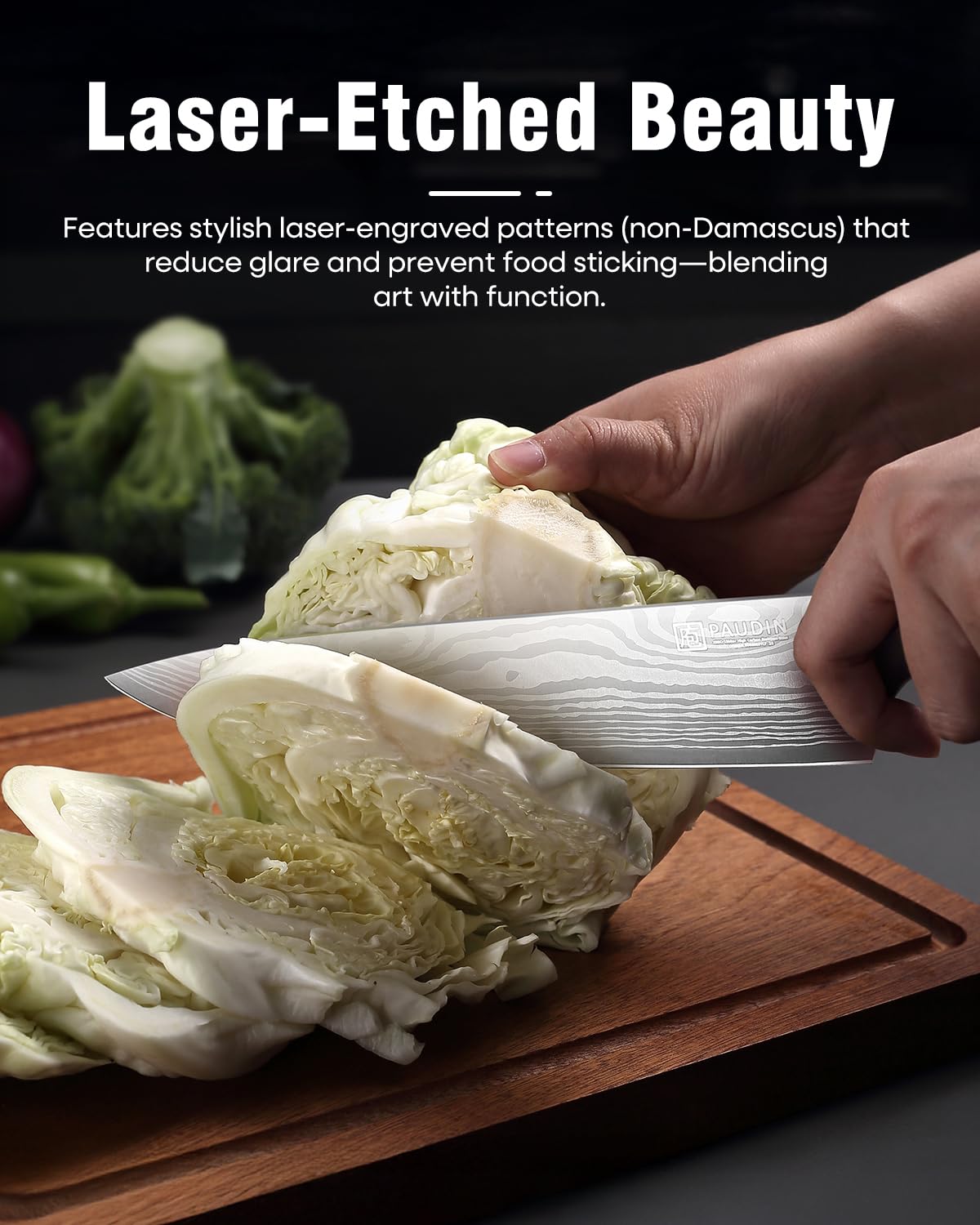 PAUDIN Chef Knife,9 Inch Kitchen Knife for Meat & Vegetables