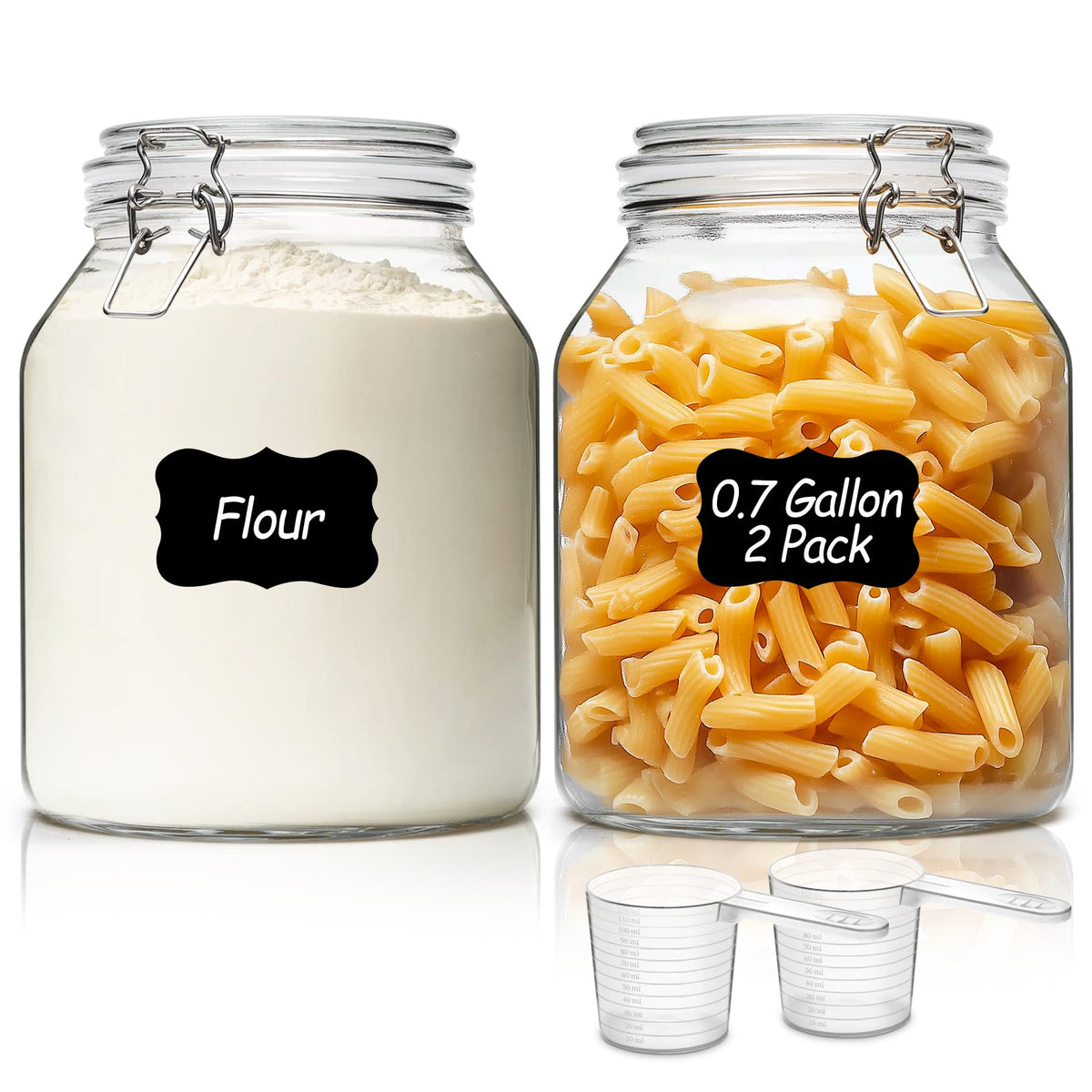 ComSaf Ribbed Glass Pantry Jars with Airtight Lids 34 oz 3 Pack Coffee