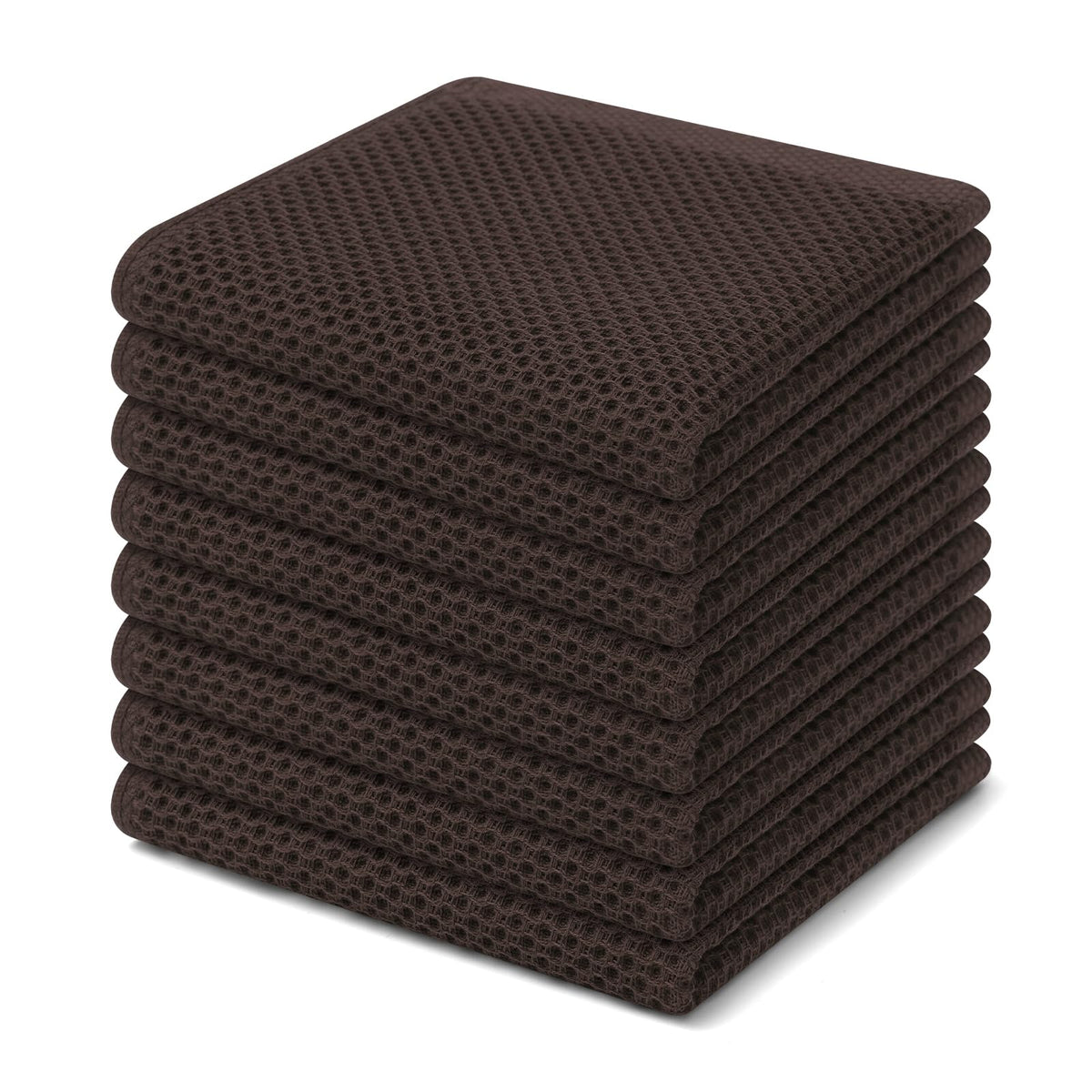 Homaxy 100% Cotton Waffle Weave Kitchen Dish Cloths 8-Pack, Black