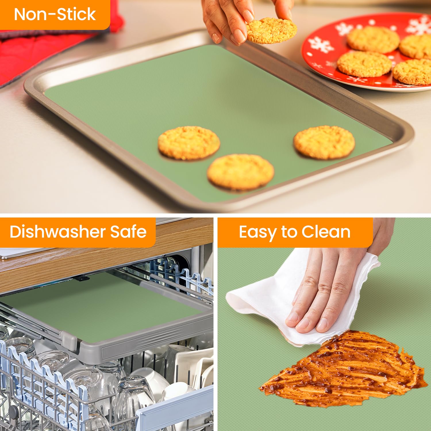 Silicone Baking Mat Roll - Best German Silicone - Heat Resistant Baking Macaron Bread Mat, Non-stick Pastry Mat, Reusable Dough Rolling Mat