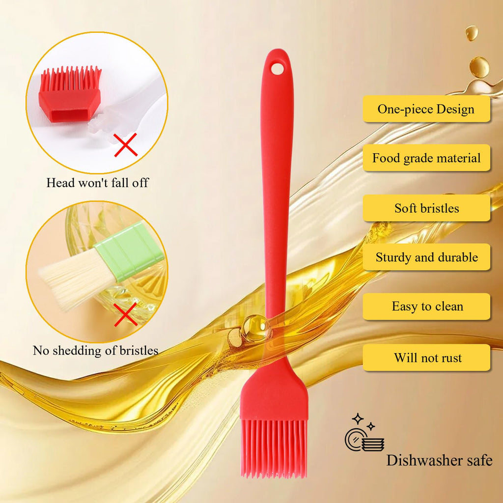 Silicone Basting Pastry Brush, Limso 3 PCS Heat Resistant Food Brush, Food Brush Suitable for BBQ Grill and Baking, Dishwasher Safe (3 Colors)