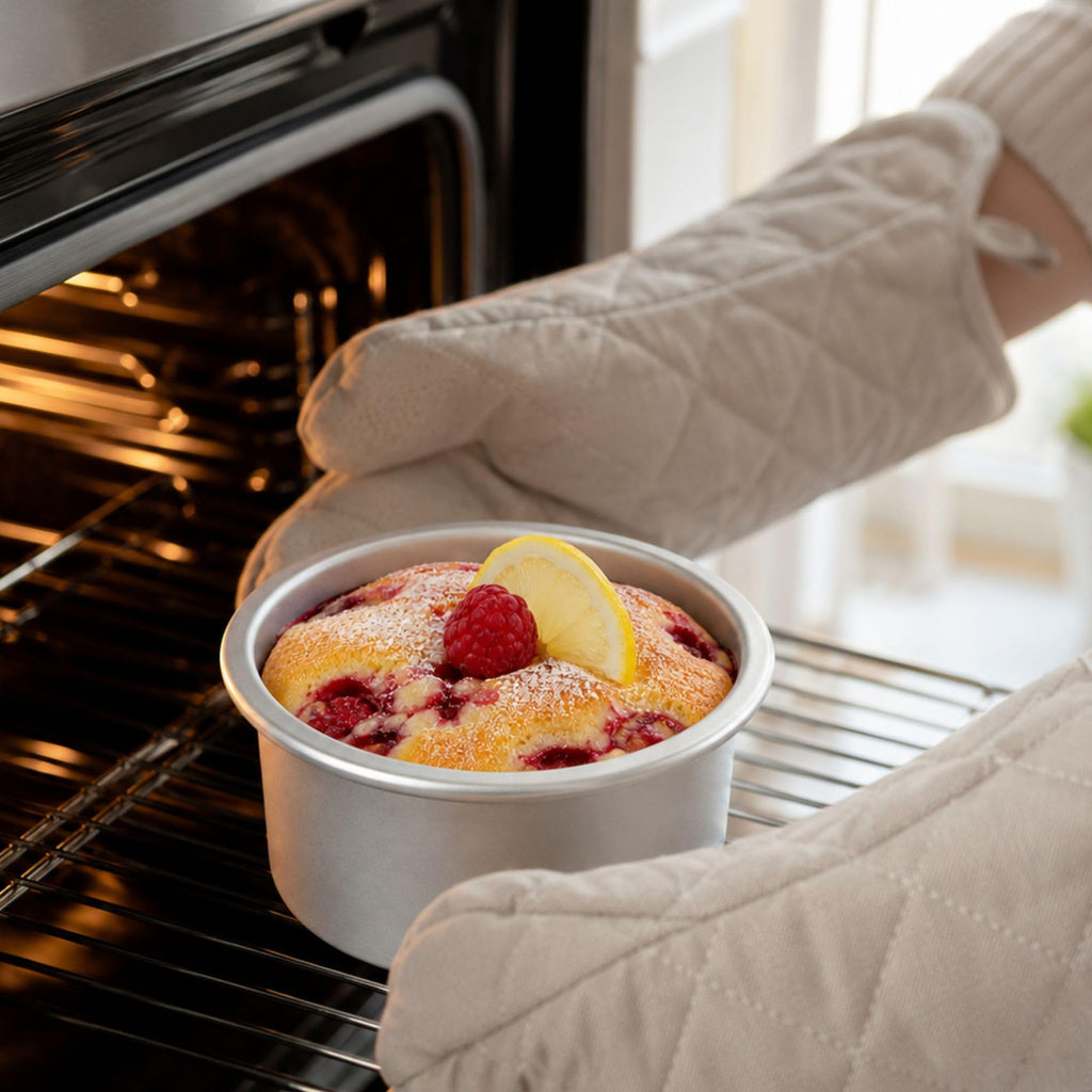 Restaurantware-Met Lux 4 x 2 Inch Straight-Sided Baking Tin, 1 Round Cake Pan - Oven-Ready, Freezable, Anodized Aluminum Round Baking Pan, Greaseproof, For Layer Birthday Cake