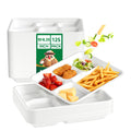 JOLLY CHEF Compostable 𝟱 Compartment Paper Plates 10*8.25*1 𝗶𝗻𝗰𝗵 [𝟭𝟮𝟱 𝗣𝗮𝗰𝗸] Small Heavy Duty Divided Disposable White Eco-Friendly Biodegradable Food Tray for School Lunch Dinner Christmas