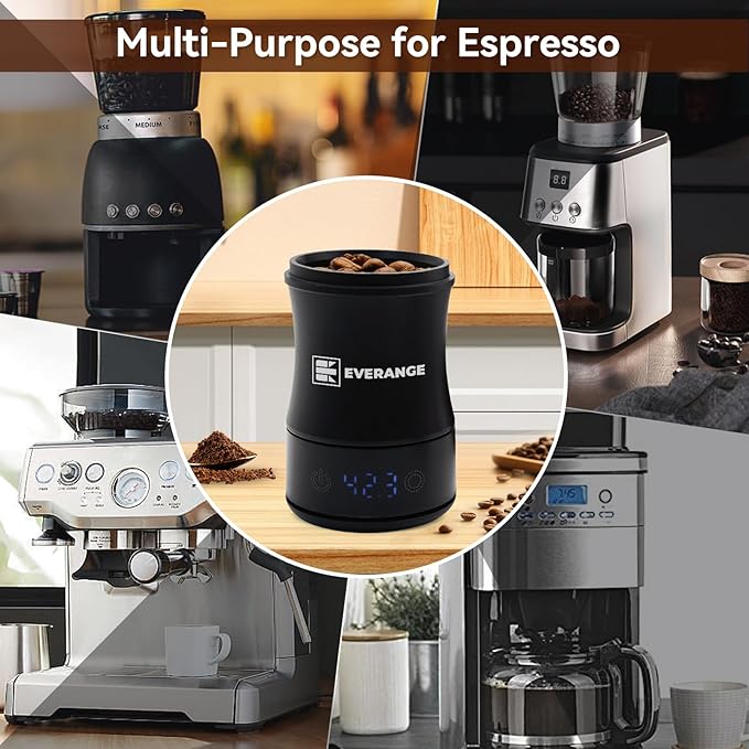 EVERANGE Digital Coffee Scale with Timer - Rechargeable Espresso Scale Precise Pour Over & Drip Coffee Scale, LED Display, Includes Dosing Cup, Black
