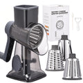 Rotary Cheese Grater with Handle Kitchen Shredder Slicer Grater Slicer Ice Shaver Cheese Vegetable Nuts Potato Zucchini Chocolate 3 Interchangeable Blades (Grey TSP)