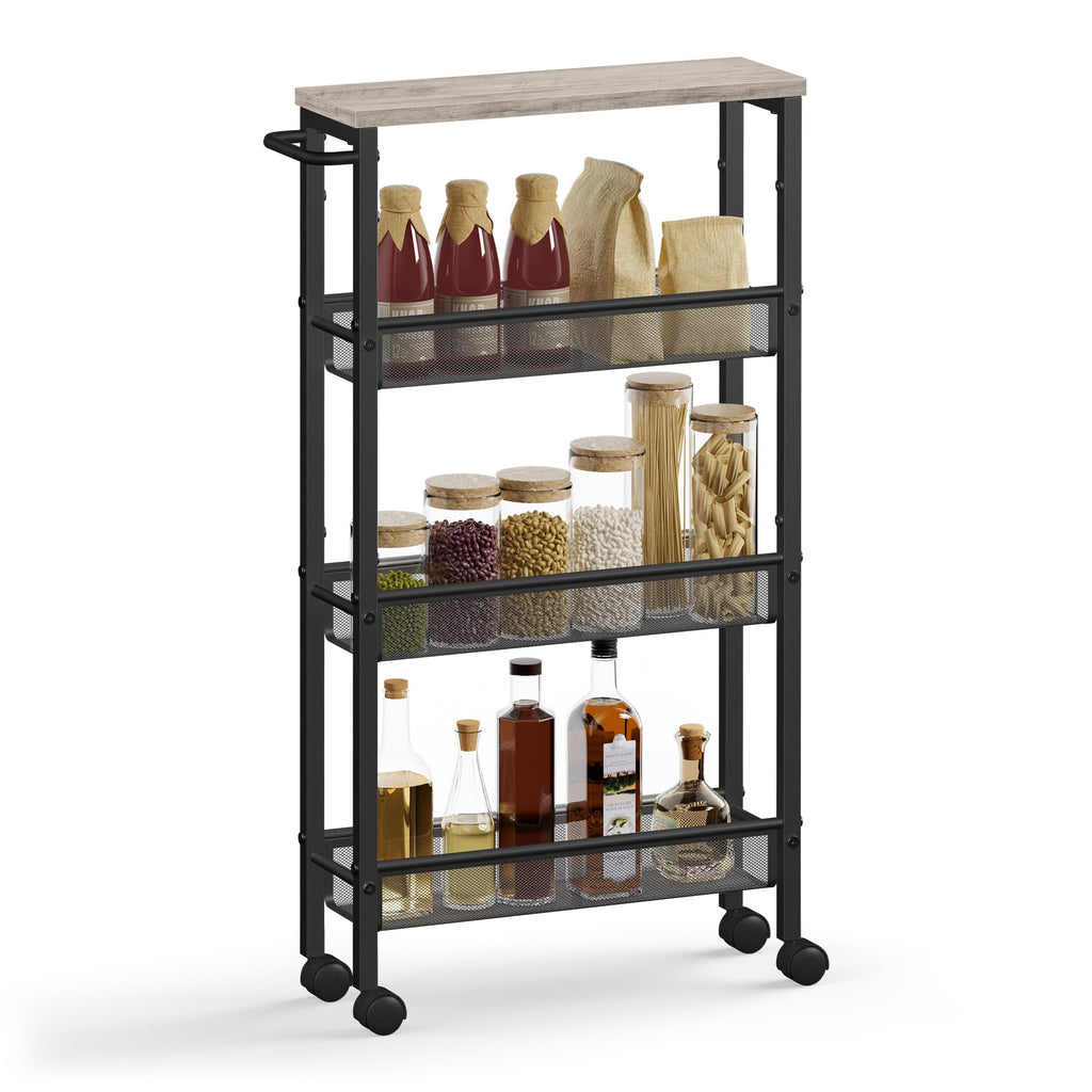 VASAGLE 5-Tier Slim Rolling Storage cart with Wheels, 5.1 Inches, Metal