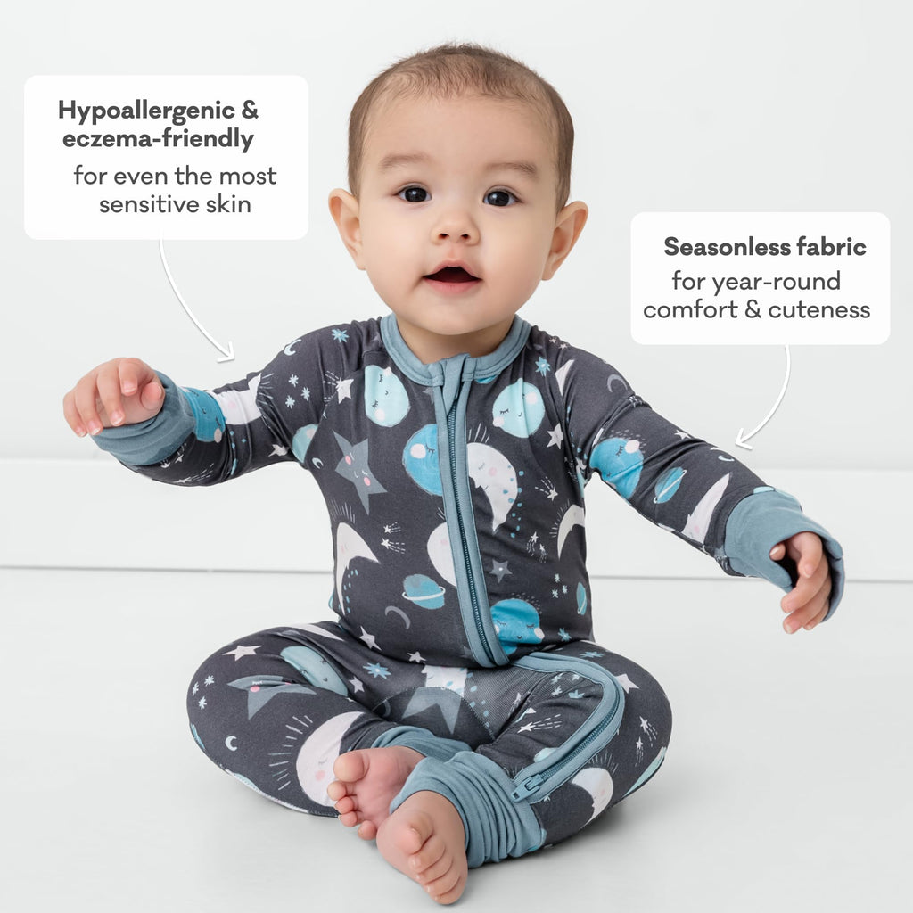 Little Sleepies Baby Pajamas, Blue To the Moon & Back, Newborn