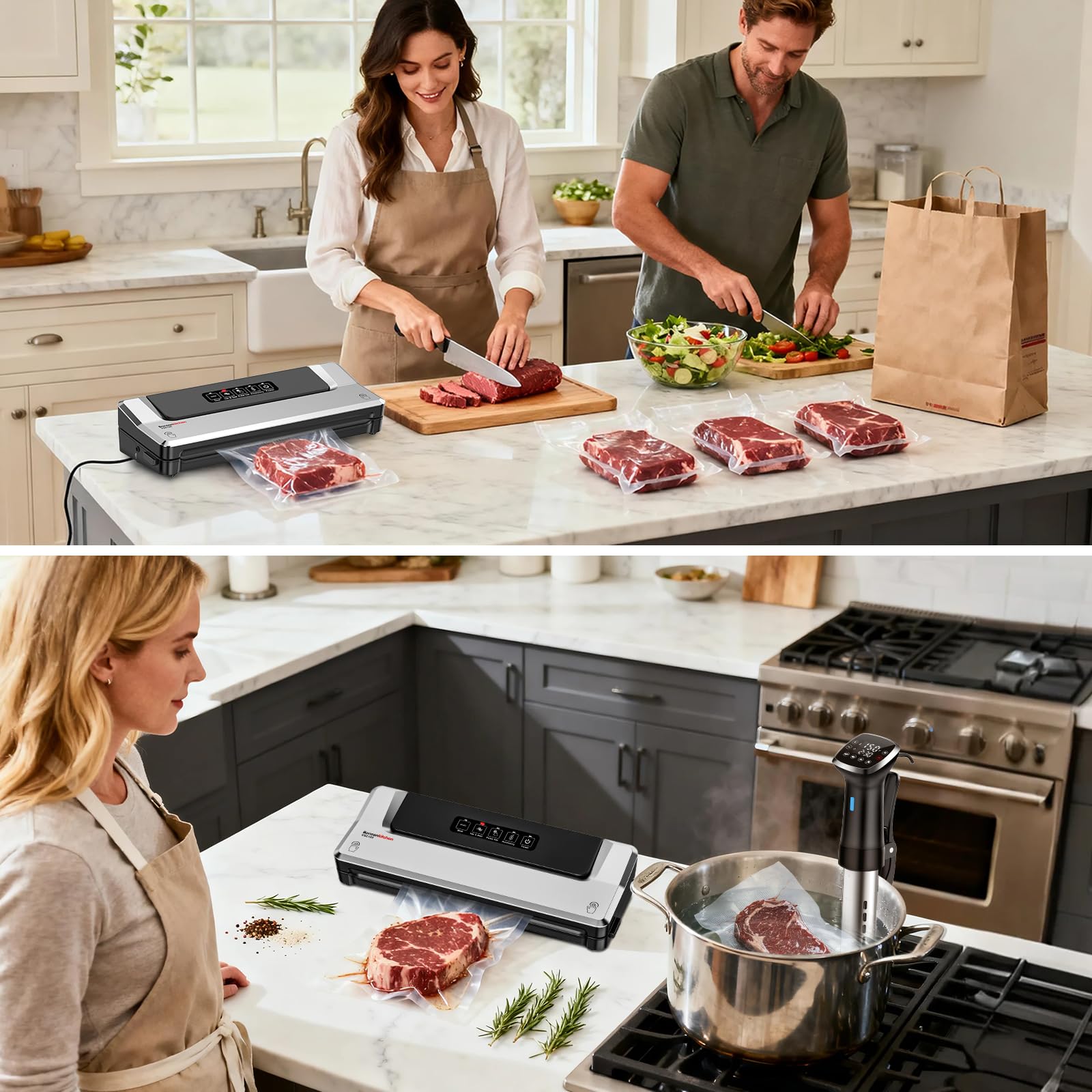 Bonsenkitchen Vacuum Sealer Machine, Multiple Modes For Meal Prep,Silver