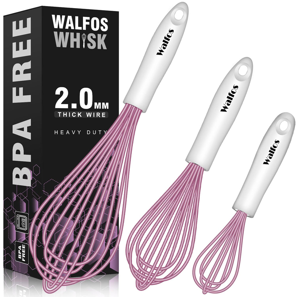 Silicone Whisks set with 7+5in mini stainless steel whisk, Non Scratch Coated 7+9+11in Whisks for Nonstick Cookware,Premium for Blending, Whisking, Beating, Frothing & Stirring