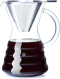 Unbreakable - Pour Over Coffee Maker with Permanent Stainless Filter 27 fl oz, Thickened Heat-Resistant Borosilicate Glass Dripper Coffee Brewer, Stovetop Safe