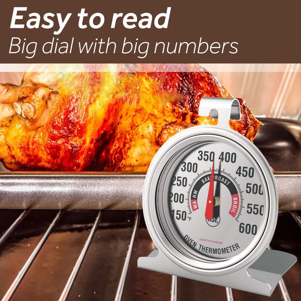 Oven Thermometers(2 Packs) for Gas or Electric Oven Temperature Gauge with 100-600°F/50-300°C,Large Dial & Numbers,Best Kitchen Thermometer for Oven Baking, Cooking,No Fading Color