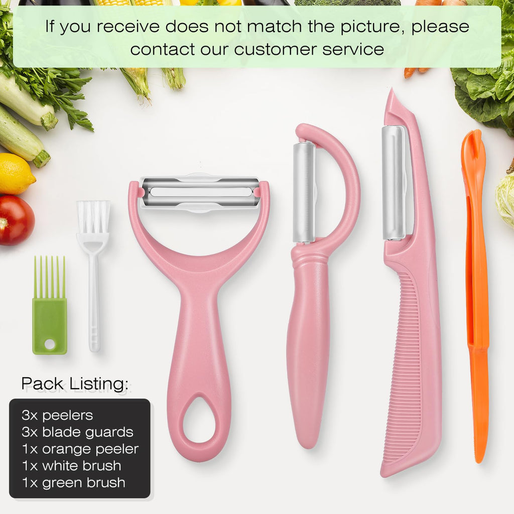 Senbowe Upgrade Potato Peeler for Kitchen, 6PCS Stainless Steel Vegetable Peeler, I and Y Veggie Food Peeler for Apple Fruit Carrot Zucchini Cucumber,Good Grip Makes Peeling Very Easy (Pink)
