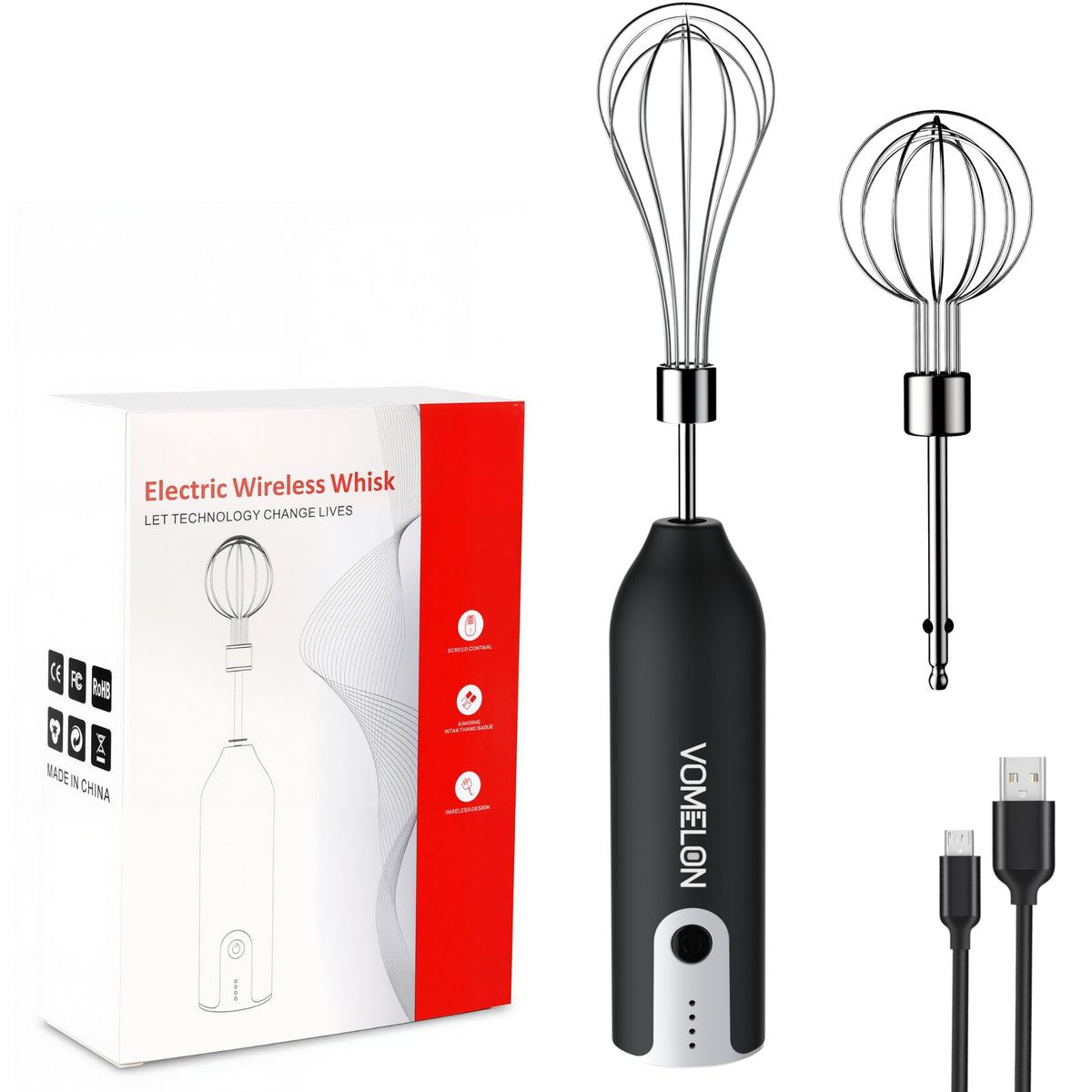 Egg Beater Whisk, Wireless Electric Multi-speed Control Rechargeable Batteries Balloon Whisk for Eggs, Milkshake Cream, Butter, Baby Food Fruits, Sauces and Soup for Kitchen,Camping,Party Gifts