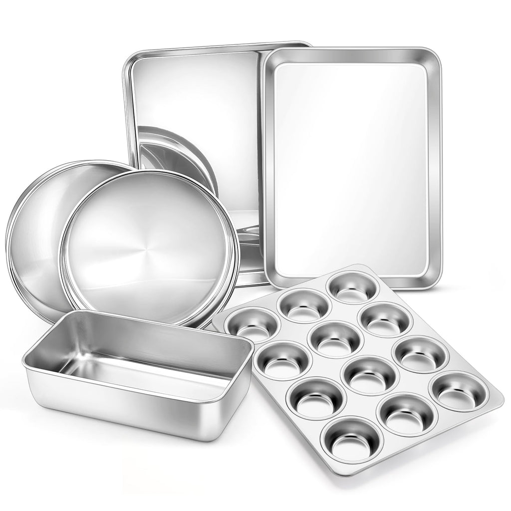 E-far 6-Piece Baking Pans set, Stainless Steel Bakeware Set for Oven