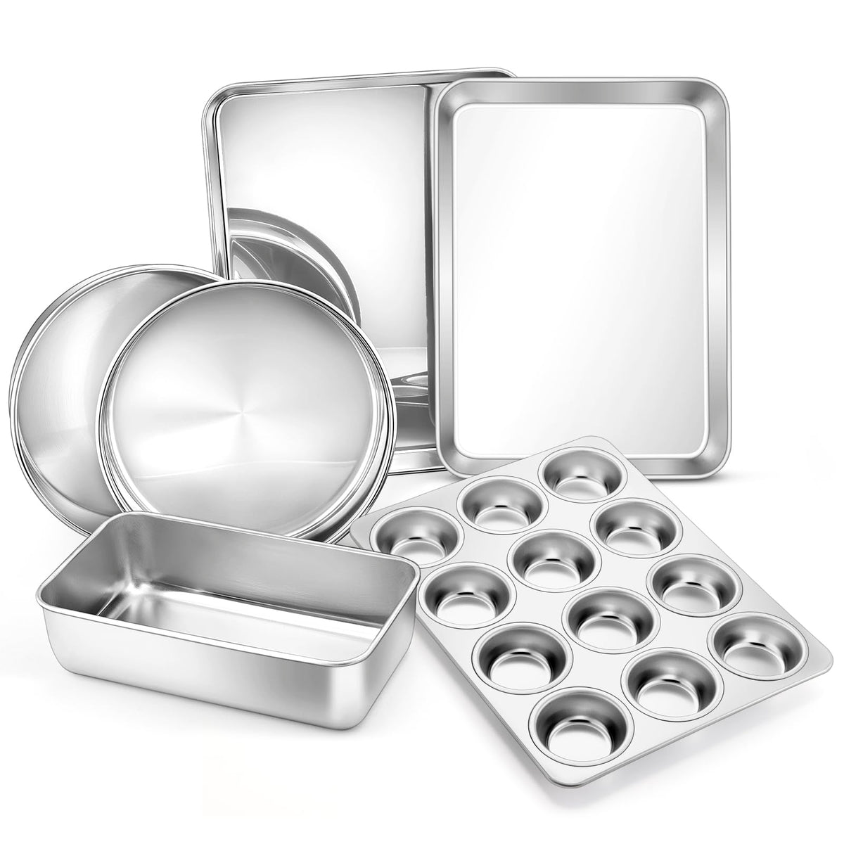 E-far 6-Piece Baking Pans set, Stainless Steel Bakeware Set for Oven