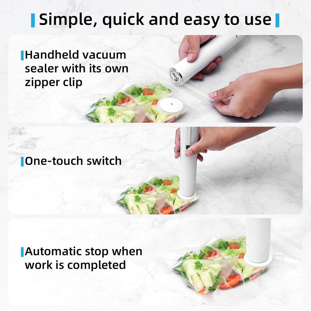 Vixino Vacuum Sealer, vacuum sealer for food, handheld vacuum sealer(Vacuum Sealers+ 20 reusable vacuum seal bags)