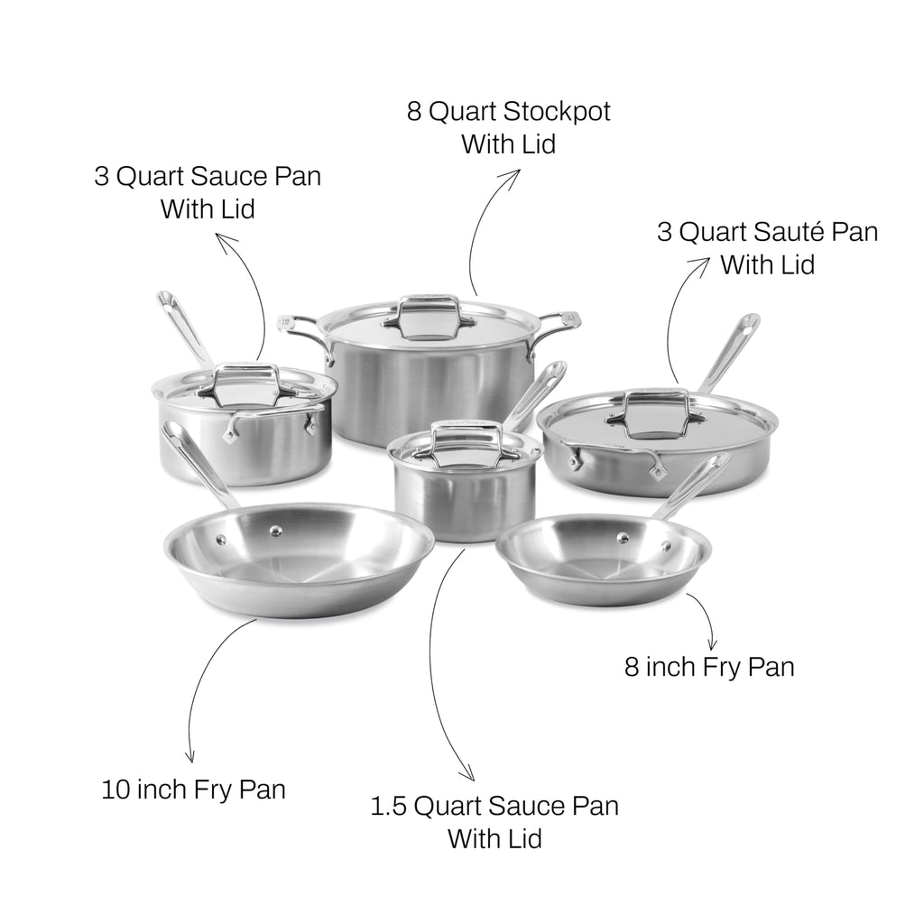 All-Clad D5® Stainless Steel 10-Piece Cooking Set, Made in the USA